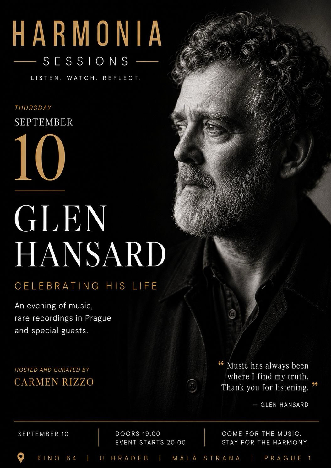 Harmonia Sessions | GLEN HANSARD / Kino 64 U Hradeb / Praha