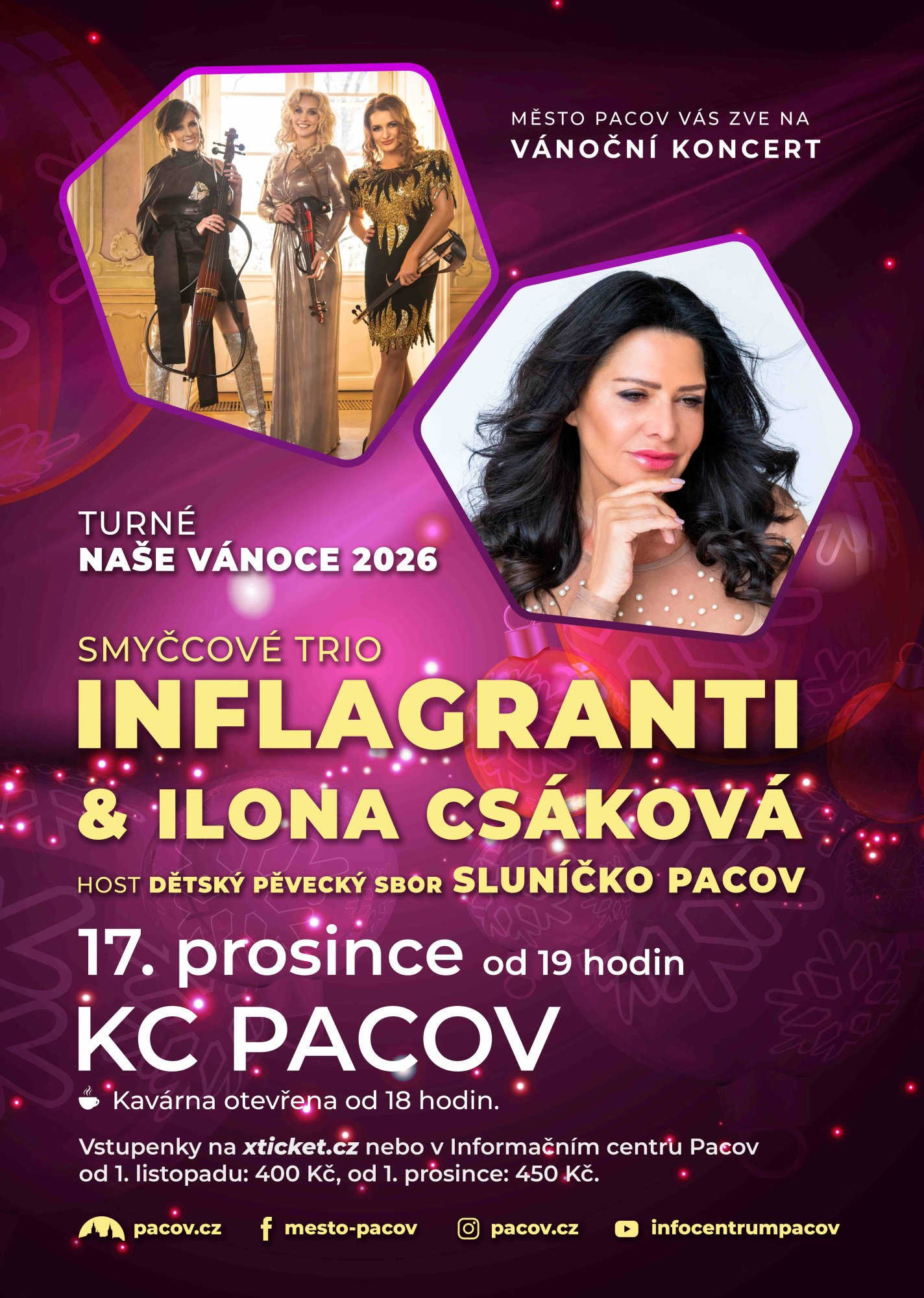 Vánoční koncert: Smyčcové trio Inflagranti & Ilona Csáková - KC Pacov